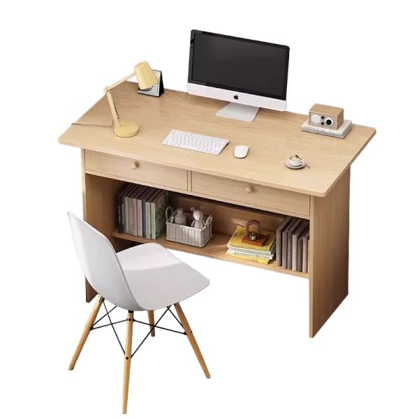 Wholesale Space-Saving MDF Home Office Computer Desk with Double Drawers and Integrated Shelf for Small Space Bedroom Study