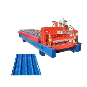 Cheap Color Glazed Tile Roll Forming Machine / Coated Steel Step Tile Roll Forming Machine for sale