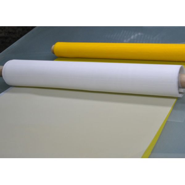 50 Inch 80T Polyester Screen Printing Mesh For Ceramics Printing , White / Yellow Color