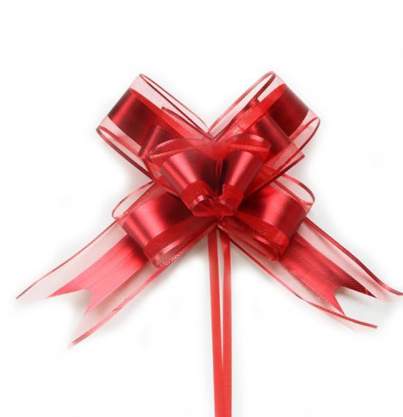 Quality Matte Metallic Ribbon Pull Bows 32mm Red Pull Bows For Gift Wrapping wholesale