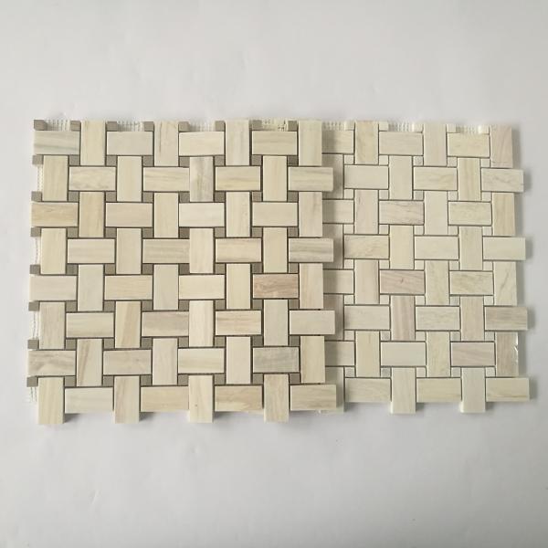 Stone Mosaic Floor Tile Basketweave Design New Material Mosaic Tile Mesh Mounted