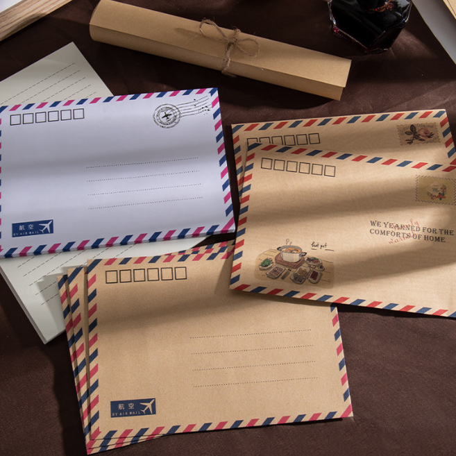Airmail Envelopes Vintage Kraft Paper Stationery Set For Writing Letters
