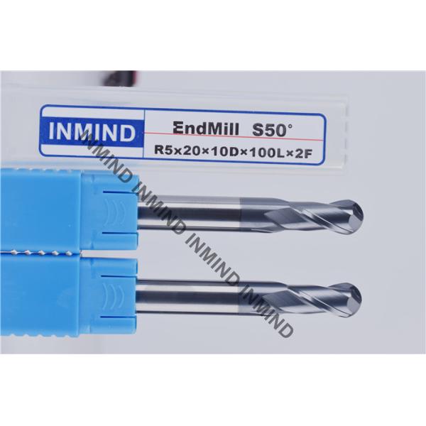 Black Coating Long Flute End Mill , R5*100 10 mm AOL 100 mm Ball Nose Milling Cutter