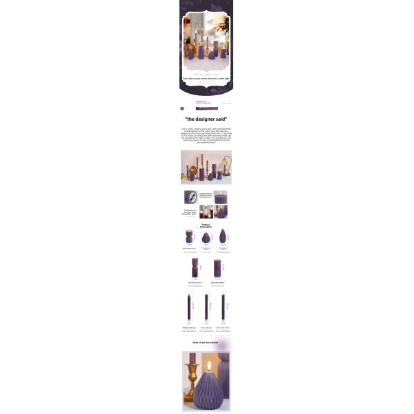 Creative Shape Custom LED Candles Purple Battery Operated Candles For Wedding