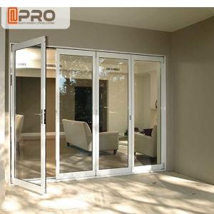 Cheap Aluminum Accordion Toughened Layer Tempered Double Glass Door With Argon Gas Aluminium Import Hardware for sale