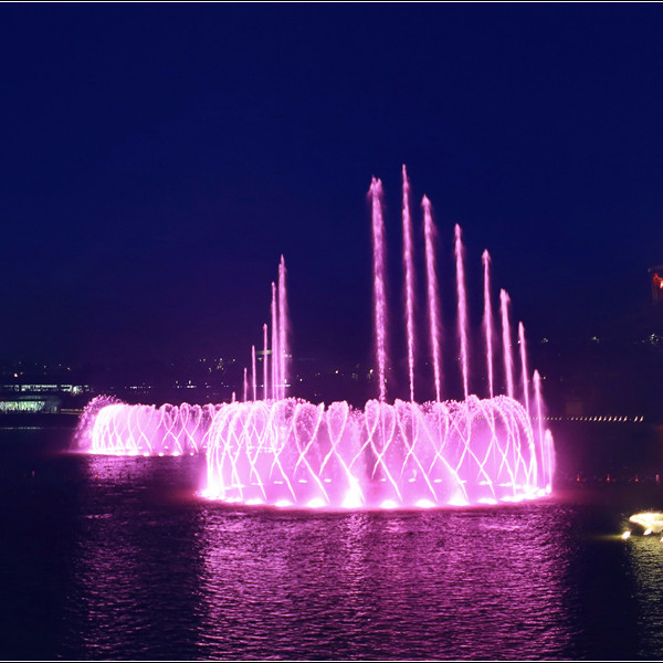 long uselife Stainless colorful RGB led light musical large outdoor water fountain