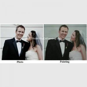 Cheap Canvas Custom Oil Painting Portraits From Photographs Hand Painted Wedding Portraits for sale