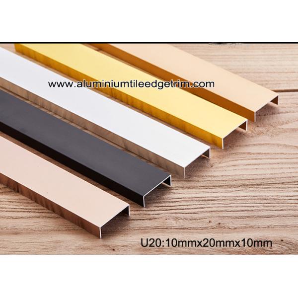 Aluminum U Shaped Brace Tile Edging Trim For Wall Decoration Lines U20mm