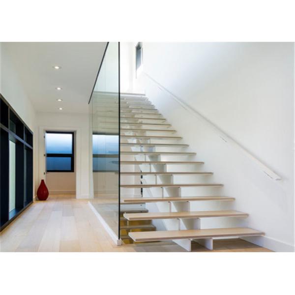 Interior Glass Straight Flight Staircase With Wrought Iron Or Stainless Steel