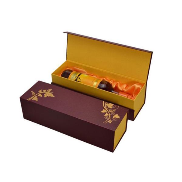 Vintage Single Bottle Wine Box Packaging , Flip Top Cardboard Boxes For Wine Bottles