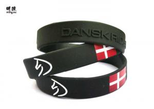 Cheap 3D Embossed Embossed Silicone Bracelets , Engraved Rubber Bracelets Wristband for sale
