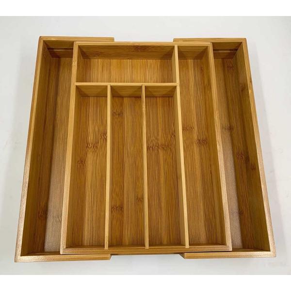 Expandable Bamboo Kitchen Drawer Organizer 7 Compartments Eco - Friendly