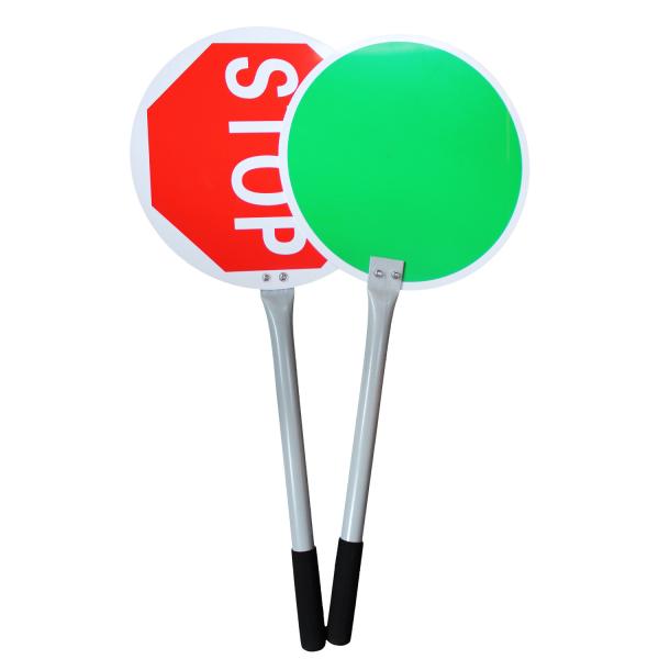 Traffic Control Signs,Traffic Racket Red Stop/Green Warning Sign with Handgrip Length 40cm, Sign Bat 29cm