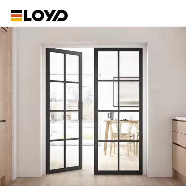 Customized Size Wrought Iron Doors And Window Glass Fixed French Door