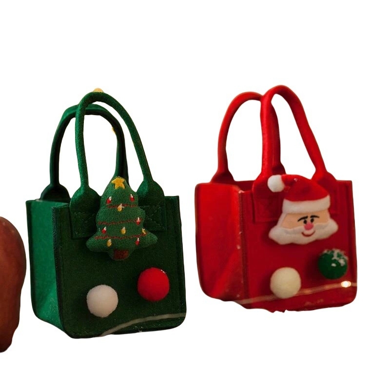 Christmas Felt Gift Bags With Plush Holiday Ornaments For Seasonal Gifting