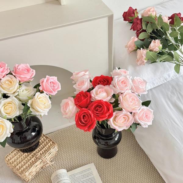 Real rose bouquet, single fake flower, home decor, living room dining table decoration, wedding hall flower arrangement, decoration, flower arrangement