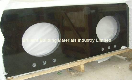 Hunan Ink Black Marble Vanity Top With Undermounted Sink Holes