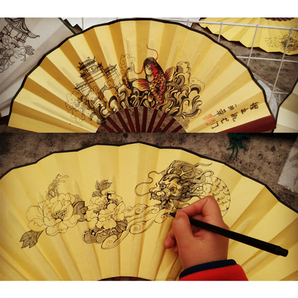 Bamboo Craft Foldable Hand Fans Customized Fabric Folding Hand Fans For Party Gift