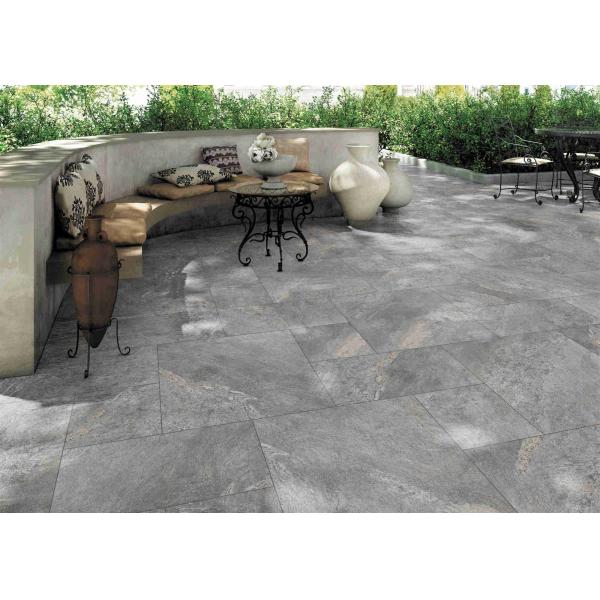 Black Full Body Porcelain Tile / Body Concave Kitchen Floor Porcelain Tile