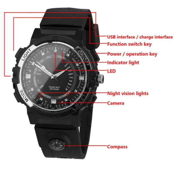 Y30 8GB 720P WIFI P2P IP Spy Watch Hidden Camera Recorder IR Night Vision Motion Detection Remote Video Monitoring