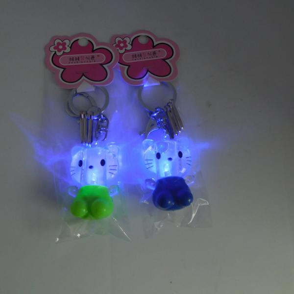 Quality Cuddly Mini Crystal Hello Kitty LED Key chain/ Key ring light toy for Promotion wholesale