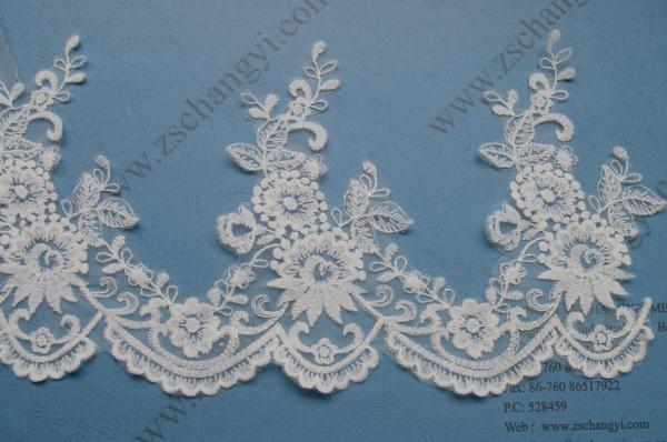 Embroidery Wedding Lace Trimming Gold Wire Lace Border H27cm*L20cm Repeat