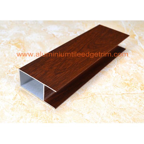 Modern Type Aluminum Window Frame Extrusions Smooth Edges Wood Grain Color