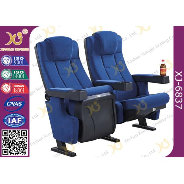 Molded PU Foam Gravity Fold Up Theatre Seating Chairs Fabric Cover With Push Back