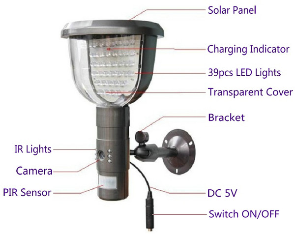 Solar PIR DVR CCTV Security Video Camera Recorder Motion Detection W/ 39pcs IR LED Lights