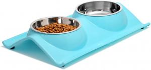 Cheap Double Dog Cat Stainless Steel Pet Bowls No Spill Resin Station for sale