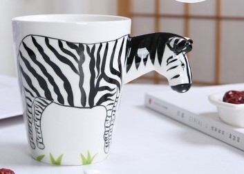 Food Grade Three Dimensional 15 Oz Zebra Mugs