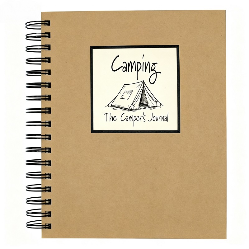 Camping Trip Log Book With Wire-O Binding And Kraft Paper Cover For Campers