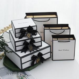 Cheap Whole Sales Luxury Clothes Perfume Gift Set  Package Ribbon Bow Magnetic Closure Cardboard Folding Gift Box for sale