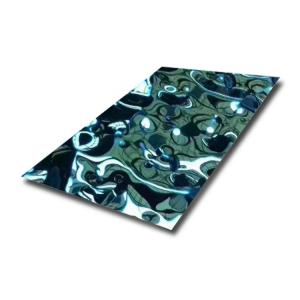 China JIS 304 Stainless Steel Sheet 8K Mirror Stamped Water Ripple Wave Patten Bending Metal Sheet on sale