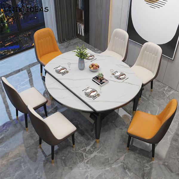 5 Piece 8 Seater Luxury Dining Table And Chairs Set Extendable Rock Board Combination 120x76cm