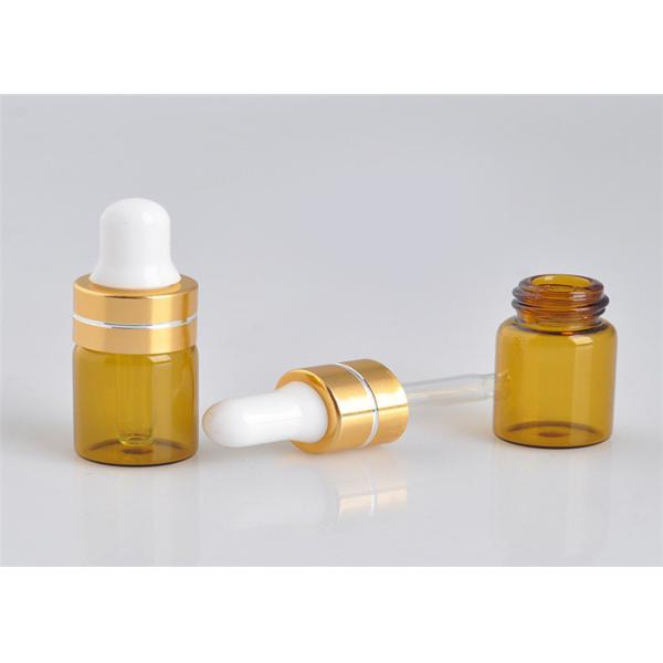 1ml 2ml 3ml 5ml Diameter 16mm Amber Dropper Bottles Vials With Gold Cap