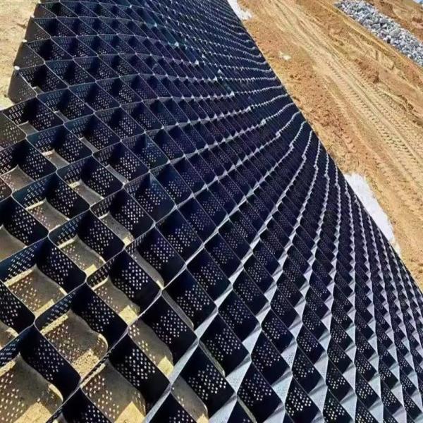 445mm Flexible Plastic HDPE Black Driveway Grid Gravel Geocell For Slope Protection Geocell
