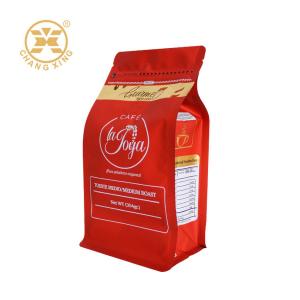 Cheap 16oz High glossy box bottom roasted coffee beans bag with zipper and valve for sale