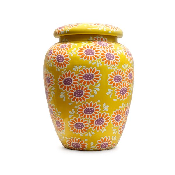 OEM Ceramic Cremation Urn with Sunflower Pattern