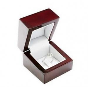 Red Color Light Wood Jewelry Box , Wooden Engagement Ring Box For Single Ring