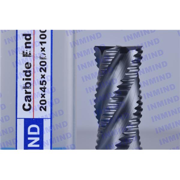 2.4 mm Pitch AlTiN Coating Rough Cut End Mill , 4 Flute Solid Carbide Drill Bits