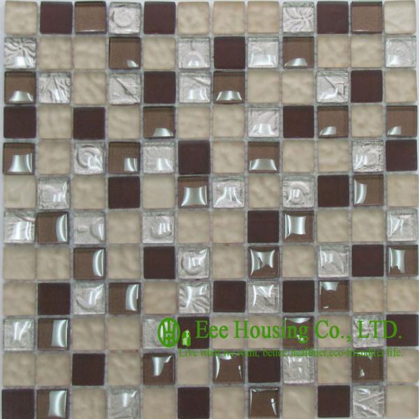 Dust-proof Glass Crystal Mosaic Tile For Bahroom/Kitchen, China Glass mosaic tiles Factory