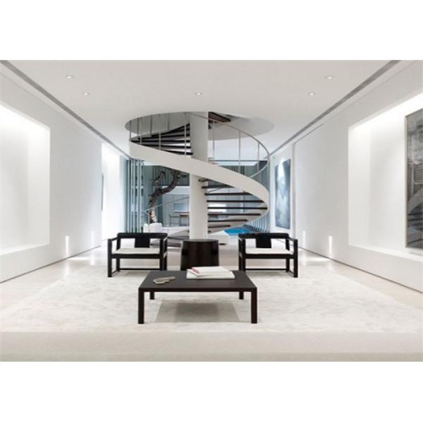 White Stainless Steel Spiral Staircase , Strong Spiral Stairs For Small Spaces