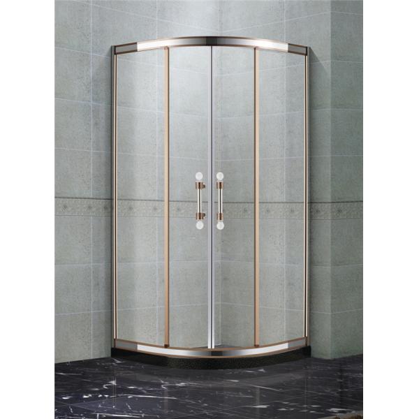 Rose Gold and Mirror Stainless Steel Quadrant Shower Enclosures With Two Center Pillar 8mm Glass Shower