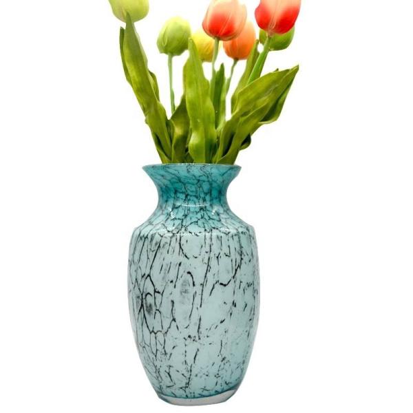 Oriental Color Marble Decorative Glass Vase , Tall Centerpiece Vases For Hotle