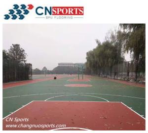 China Red SPU Basketball Cout Flooring For Schools with two-component modified acrylic resilience layer on sale