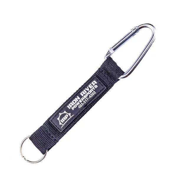 IRON RIVER Custom Carabiner Keychain Durable Metal Hook Black Fabric Strap with Bamboo Fiber Adventure-Ready Phone Hook