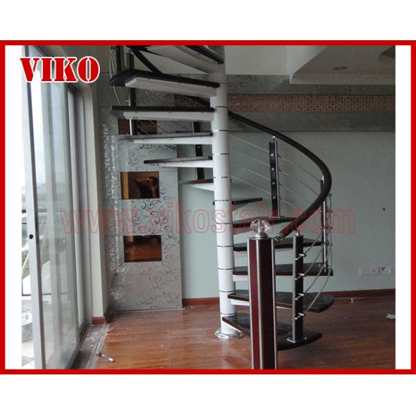 Spiral StaircaseVH16S Tread Beech 304 Stainless Steel  Spiral Stainless Steel Stair Handrail Railing Glass