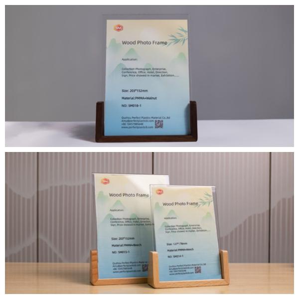Rectangular A5 Acrylic Photo Frame with Wood Base Picture Frames