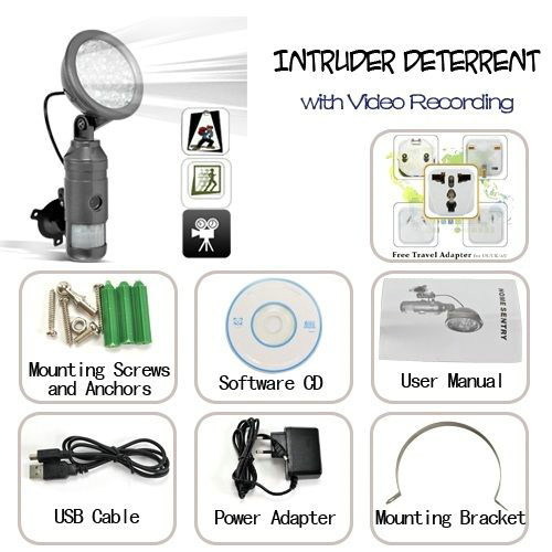 Flood Light IR Night Vision Human Body PIR DVR Camera Intruder Deterrent W/ Motion Detect